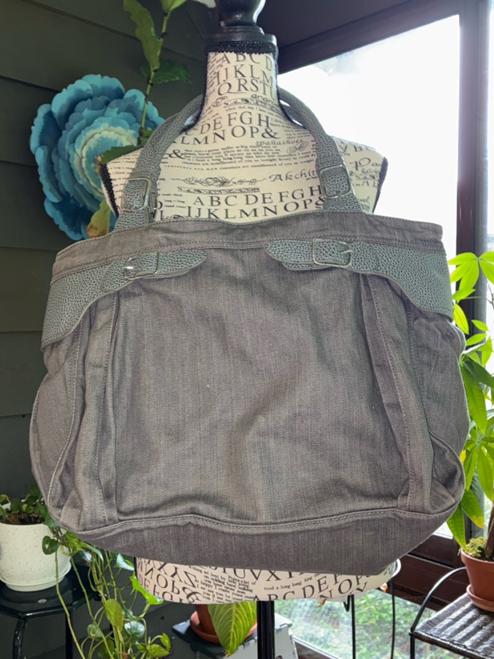 A/X Armani Exchange Gray Canvas Satchel Tote